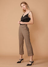 Load image into Gallery viewer, Women's Wide Cuff Trouser in Peach Gingham