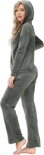 Load image into Gallery viewer, Womens Velour Sweatsuits Sets 2 Piece Tracksuits Outfits Full Zip Hoodie and Sweatpant Set Velvet Jogging Suit