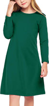 Load image into Gallery viewer, Girls Dress Kids Long Sleeve Solid Color Casual T-Shirt Dress