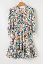 Load image into Gallery viewer, Floral 3/4 Sleeve V-Neck High Waist Ruffle Dress