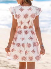 Load image into Gallery viewer, Ruffled Floral V-Neck Cap Sleeve Dress