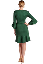 Load image into Gallery viewer, Tayte Dress - V-neck 3/4 sleeve dress with ruffle accents and self