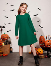 Load image into Gallery viewer, Girls Dress Kids Long Sleeve Solid Color Casual T-Shirt Dress