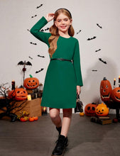 Load image into Gallery viewer, Girls Dress Kids Long Sleeve Solid Color Casual T-Shirt Dress