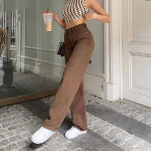 Load image into Gallery viewer, Brown Jeans Retro American Solid Color Looks Thin