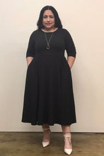 Load image into Gallery viewer, Plus Size Midi, A-Line Dress with 3/4 Sleeves and Pockets