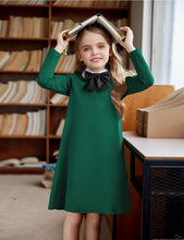 Load image into Gallery viewer, Girls Dress Kids Long Sleeve Solid Color Casual T-Shirt Dress
