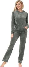 Load image into Gallery viewer, Womens Velour Sweatsuits Sets 2 Piece Tracksuits Outfits Full Zip Hoodie and Sweatpant Set Velvet Jogging Suit