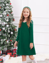 Load image into Gallery viewer, Girls Dress Kids Long Sleeve Solid Color Casual T-Shirt Dress