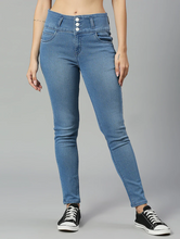 Load image into Gallery viewer, Women's Cotton  High Rise Denim Jeans(Size34)(Colorblue)