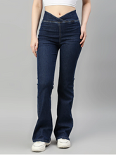 Load image into Gallery viewer, Women's Cotton  High Rise Denim Jeans(Size34)(Colornavy blue)
